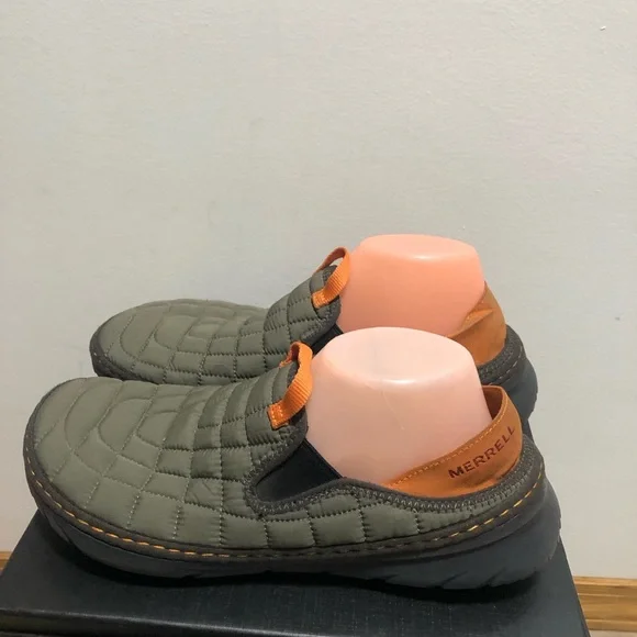 Merrell Moc II Men’s Olive and Orange Quilted Slip-On Shoes Size 9 - Picture 4 of 12
